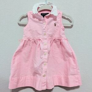 Ralph Lauren Pink Sleeveless Dress with Lace Collar